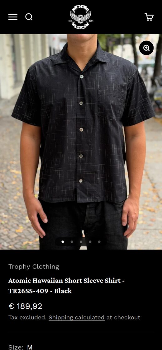 DC4 Berlin product page on mobile