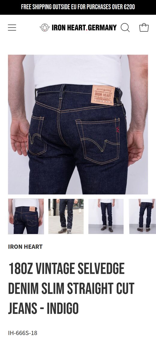 IRONHEART Germany product page on mobile